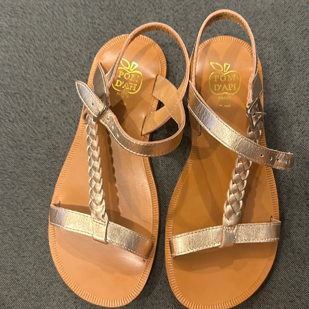 Pom D’Api girls rose gold sandals.